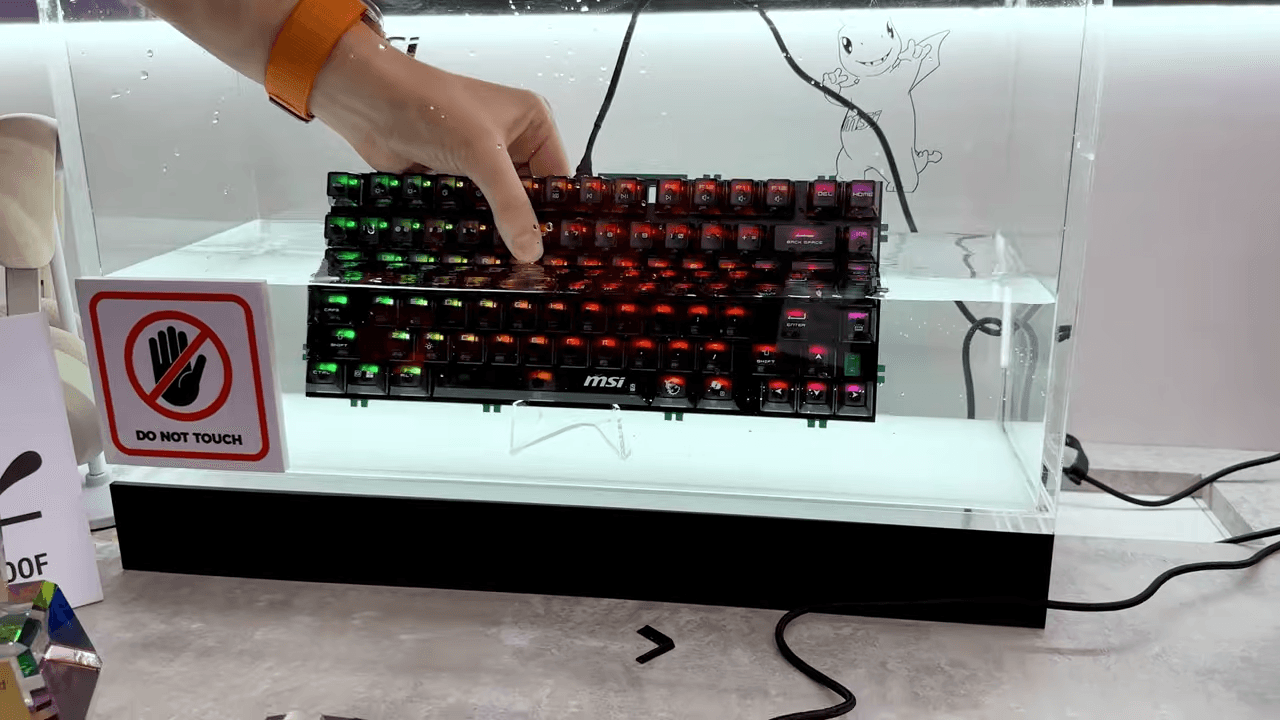 MSI's new Strike Alloy has almost every gaming keyboard buzzword thrown at it, with TMR, 8k, and rapid trigger, and you can even use it underwater